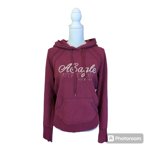 American Eagle Outfitters Tops - AMERICAN EAGLE 🦅 Burgundy Washed Y2K Hoodie Sweatshirt SZ M